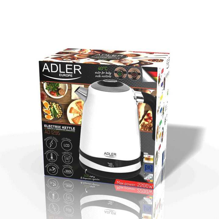 Adler električni kuhalo za vodu, bežično, LCD zaslon, 2200 W, 1,7 l, AD 1295w