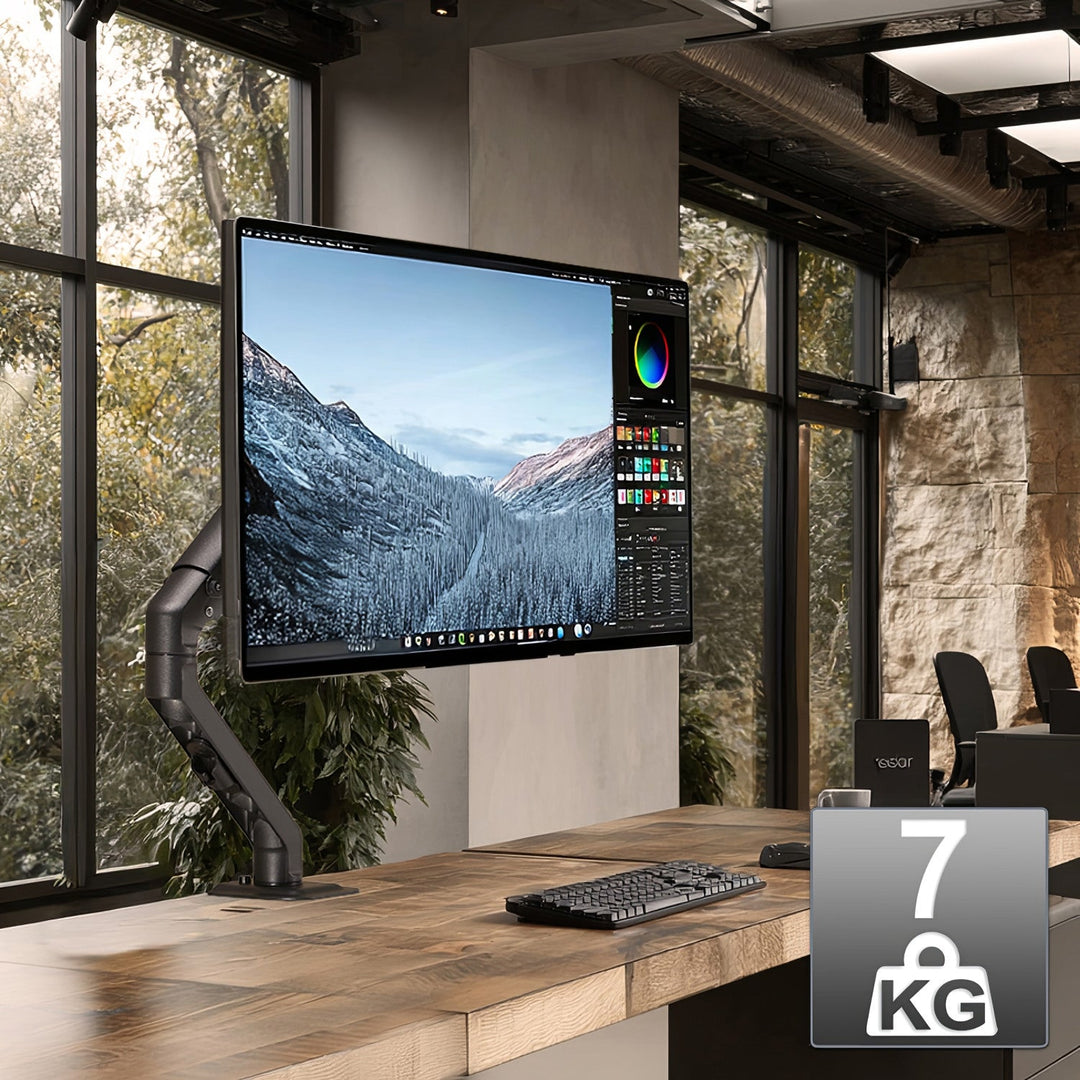 Maclean univerzalni stolni nosač za monitore, mehaničko opružno opružanje 17"-27" 7 kg, VESA 75x75, 100x100, MC-906