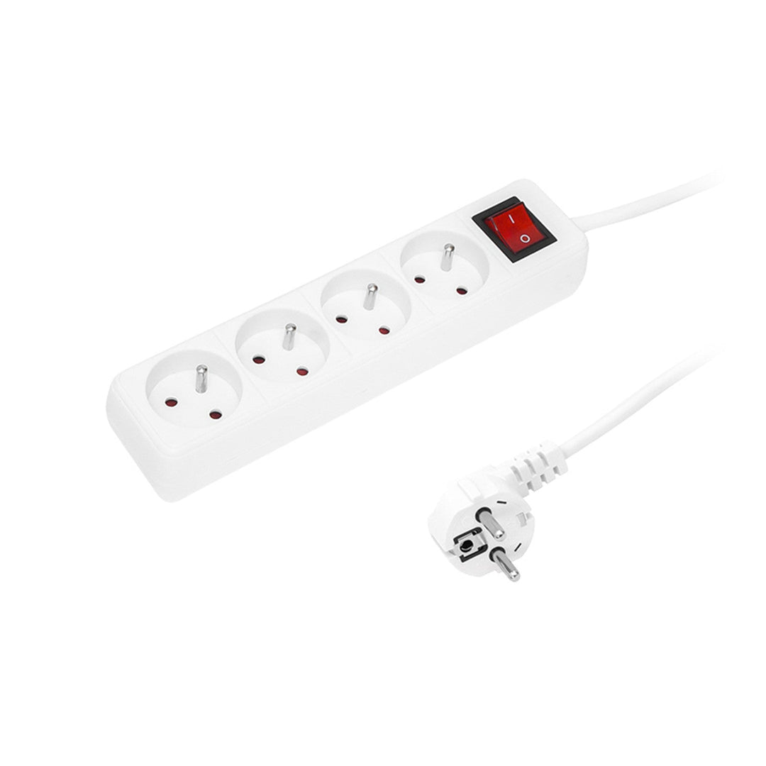 Produžni kabel s uzemljenjem, 4 utičnice s prekidačem, 1,5 m, bijeli PR-470wsp 3x1,5 mm Blow