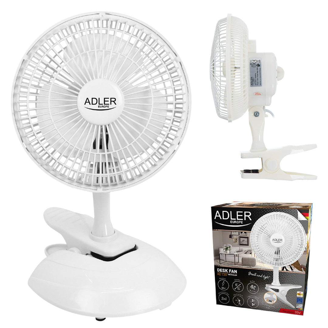 Adler stolni ventilator, kopča i postolje, promjer 15 cm, max. snaga 30 W, AD7317