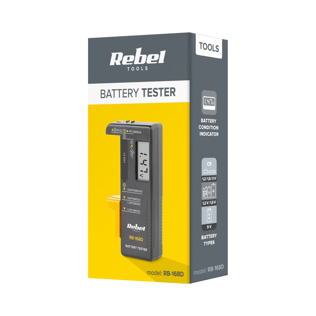 REBEL digitalni tester baterija za 9 V, AAA, AA, C, D, RB-168D