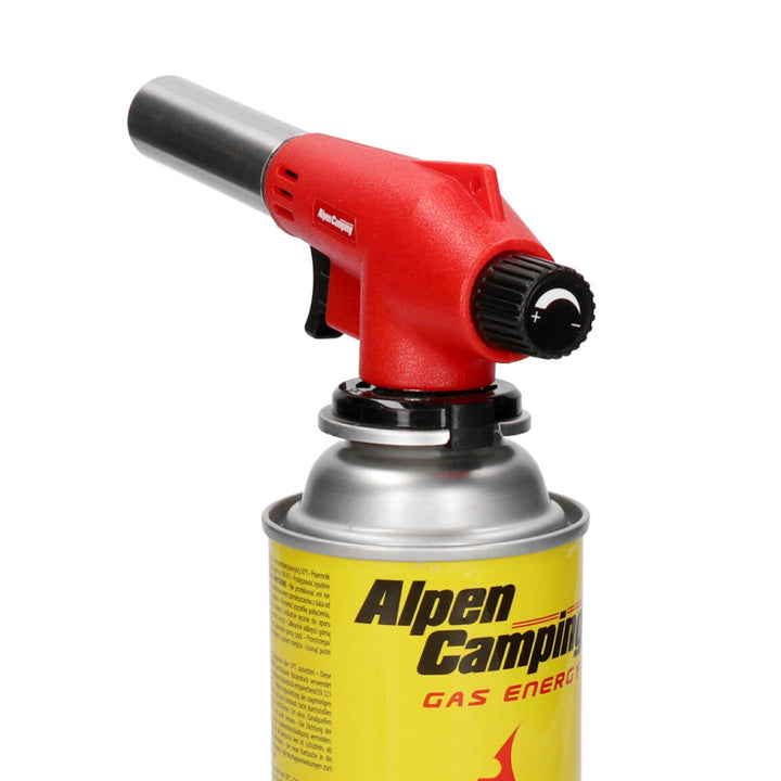 Alpen Camping kertridž plamenik, temperatura plamena 1350 °C, piezoelektrično paljenje, podešavanje plamena, VULCANO