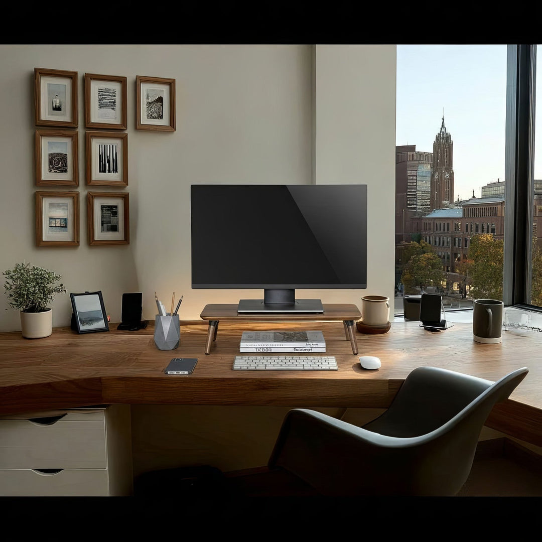 Maclean drveni stalak za monitor/laptop (500 x 240 x 120 mm), crna orahova boja, max. 20 kg, MC-930