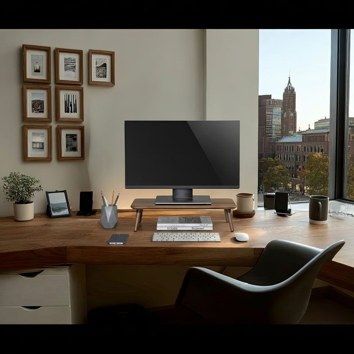 Maclean drveni stalak za monitor/laptop (500 x 240 x 120 mm), crna orahova boja, max. 20 kg, MC-930