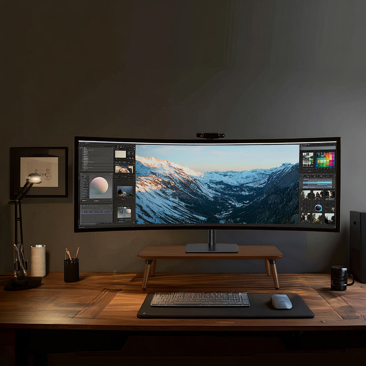Maclean drveni stalak za monitor/laptop (500 x 240 x 120 mm), crna orahova boja, max. 20 kg, MC-930