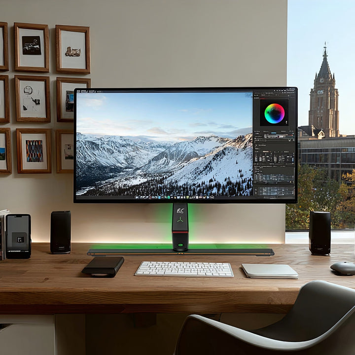 NanoRS stalak za gaming monitor, podesiva visina, RGB LED, 32-55", max. VESA 400x400, max. 40 kg, RS167