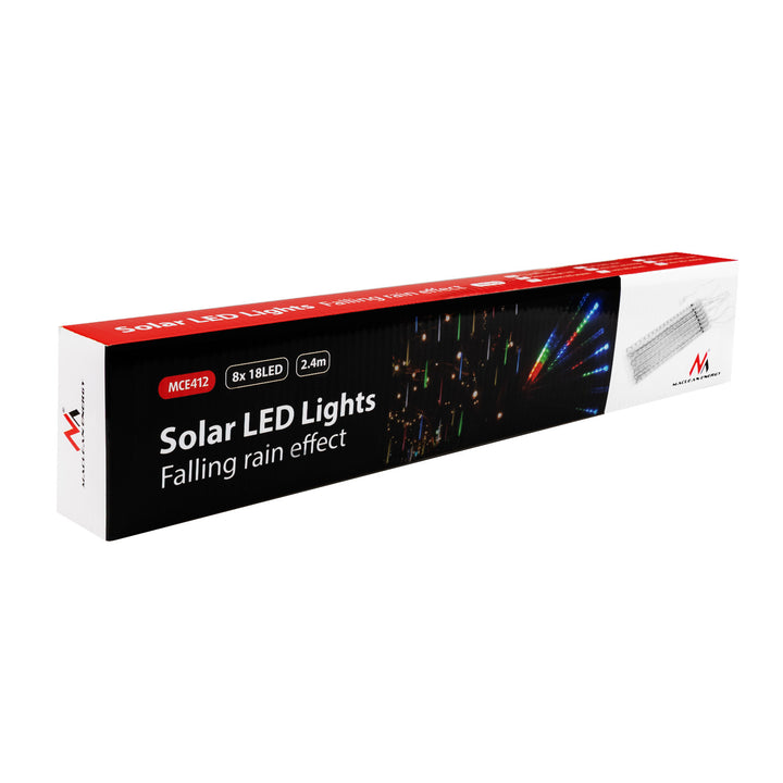 Maclean solarne LED svjetiljke, duljine 2,4 m, 144 LED diode, 8 RGB ledenjaka, način padajućih ledenjaka, Li baterija 800 mAh, MCE412