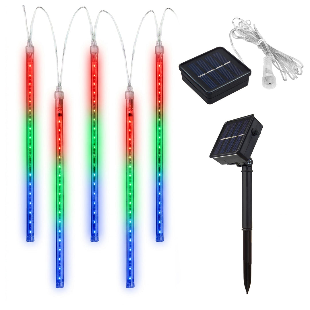Maclean solarne LED svjetiljke, duljine 2,4 m, 144 LED diode, 8 RGB ledenjaka, način padajućih ledenjaka, Li baterija 800 mAh, MCE412