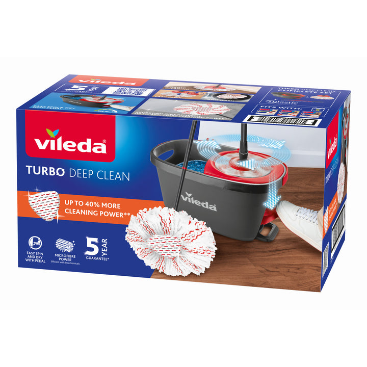 Vileda Turbo Deep Clean set rotirajućih mopa s ručkom i kantom