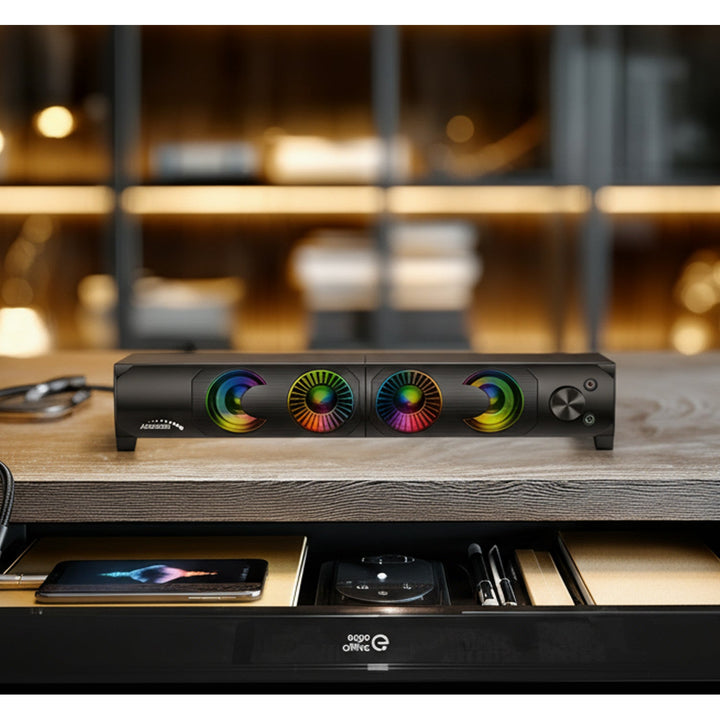 Audiocore 3Wx2 zvučnici za računalni soundbar, LED, USB 5V, linijski ulaz, AC955