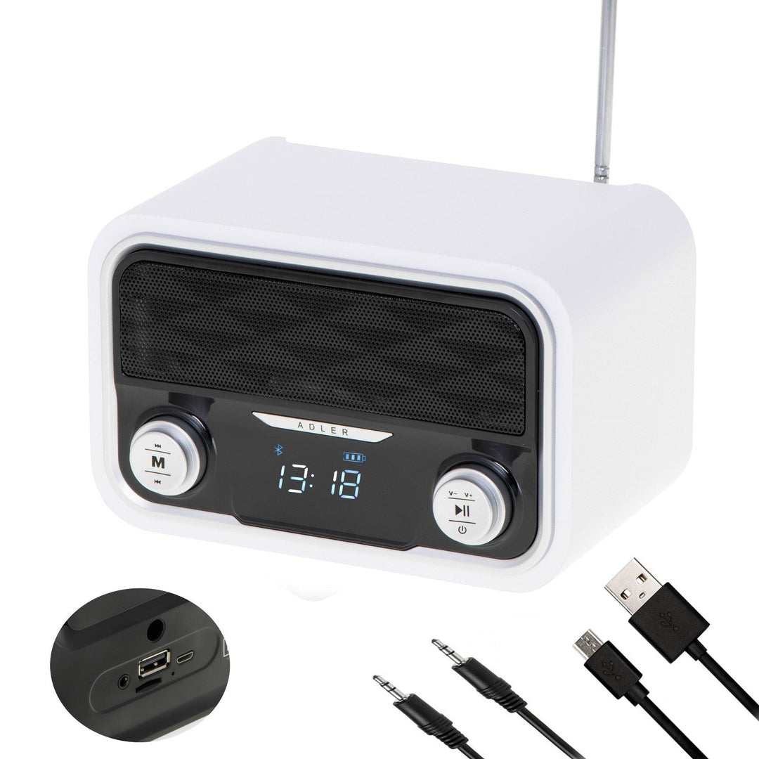 Bluetooth FM radio 1800 mAh SD USB MP3 AUX LCD Adler AD 1185