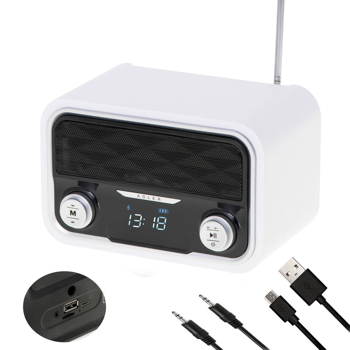 Bluetooth FM radio 1800 mAh SD USB MP3 AUX LCD Adler AD 1185