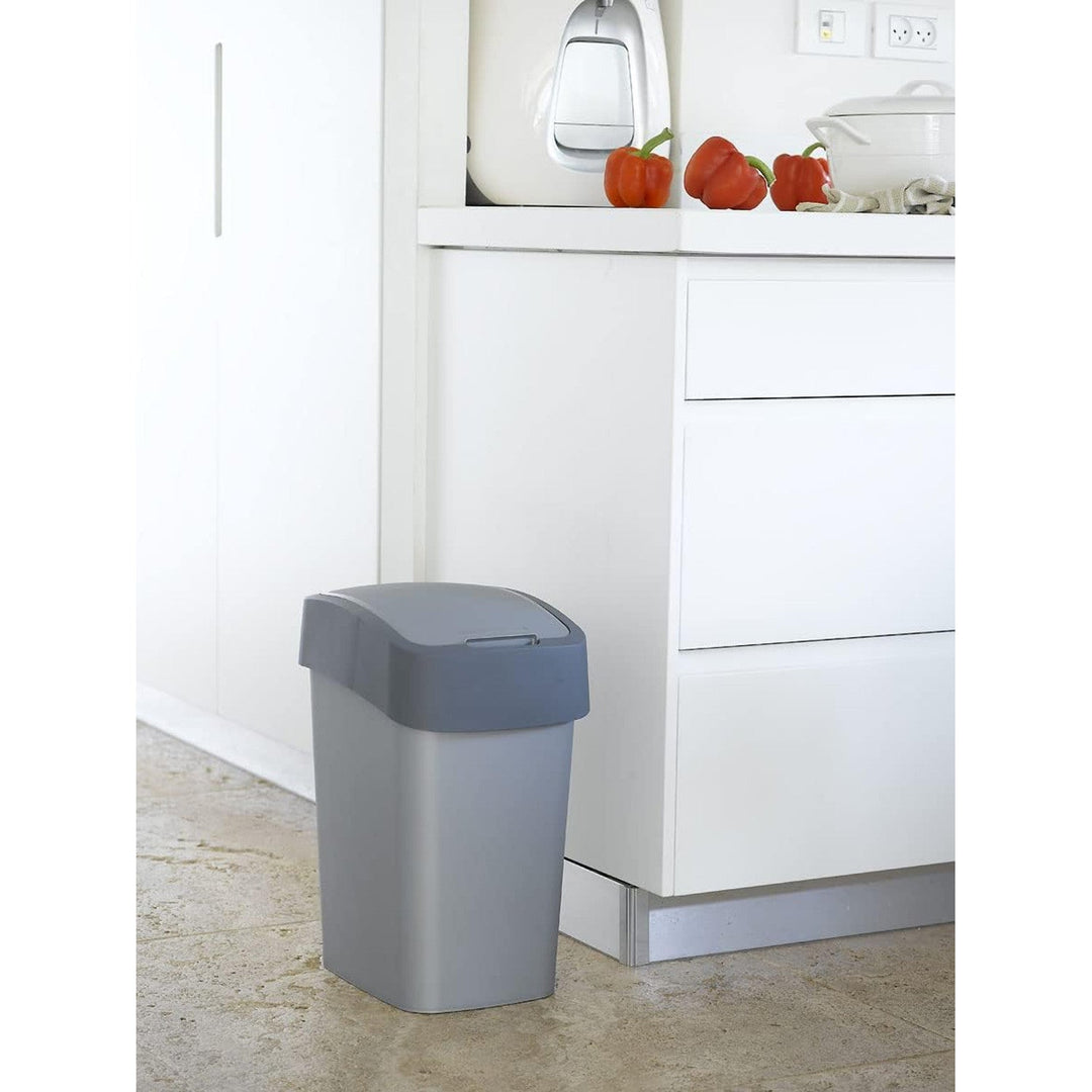Cuver kanta za otpad, za razvrstavanje otpada, s poklopcem, siva, srebrni okvir, 25 l, Flip Bin