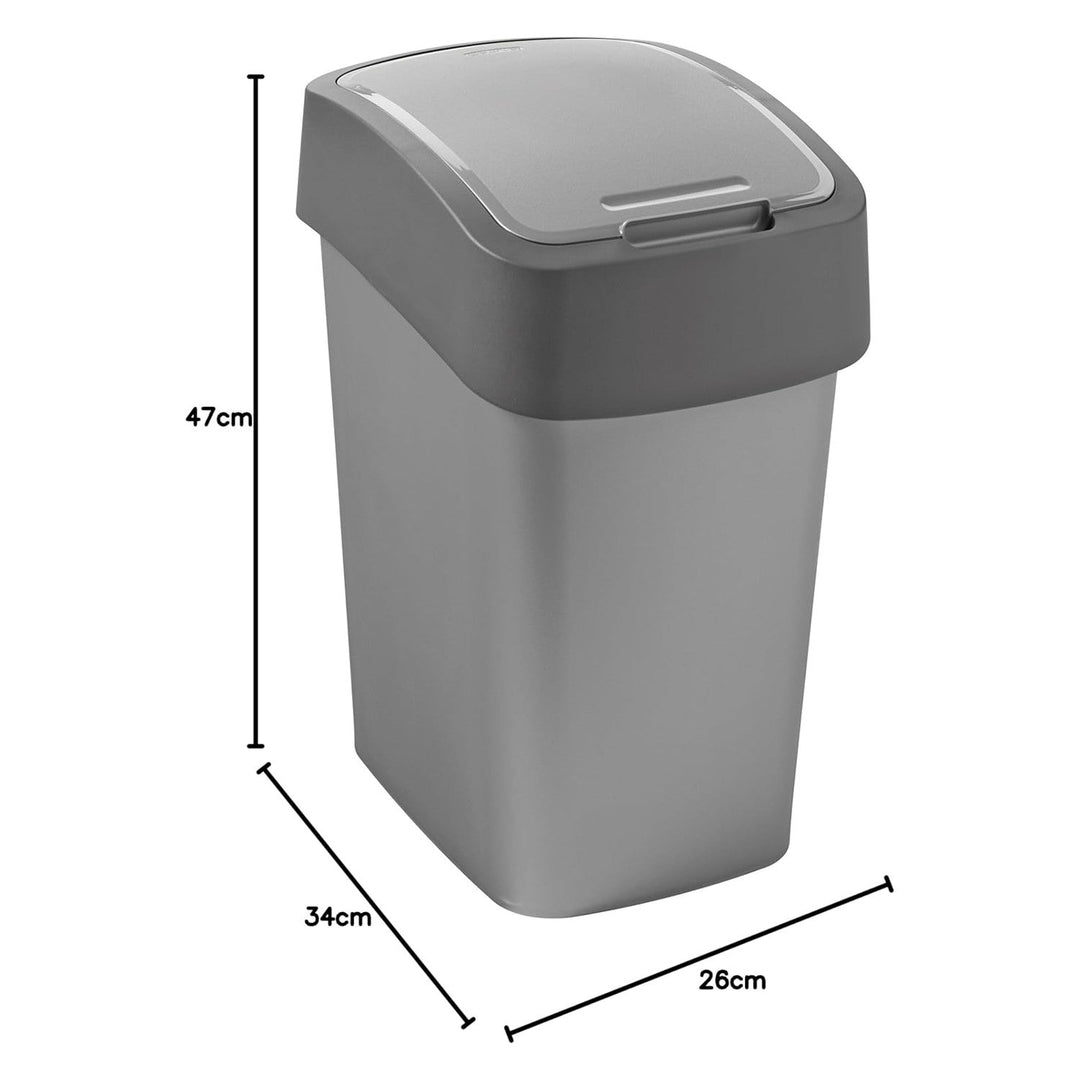 Cuver kanta za otpad, za razvrstavanje otpada, s poklopcem, siva, srebrni okvir, 25 l, Flip Bin