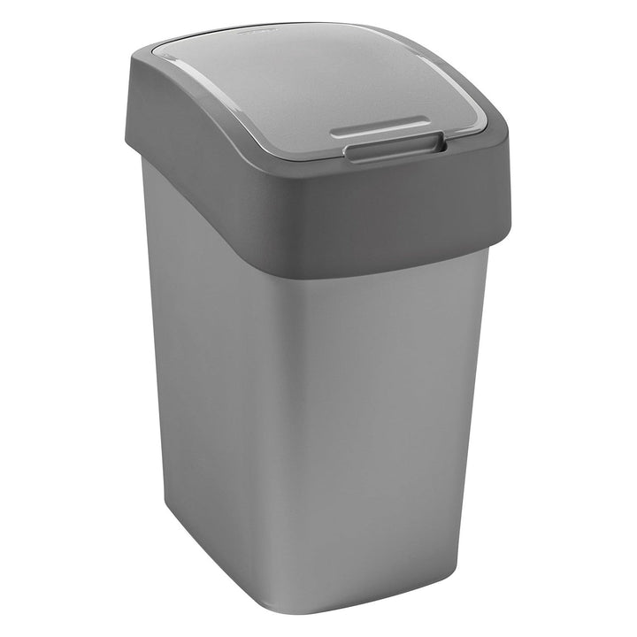Cuver kanta za otpad, za razvrstavanje otpada, s poklopcem, siva, srebrni okvir, 25 l, Flip Bin