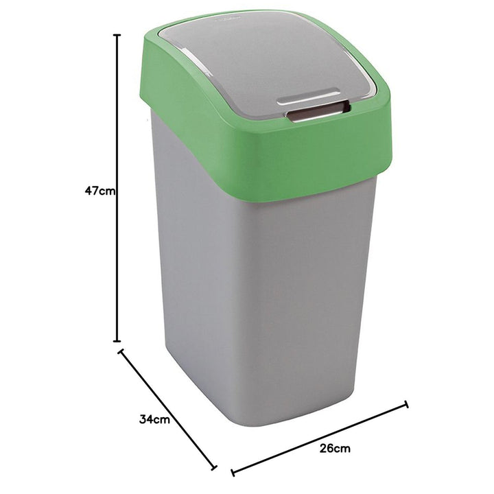 Cuver kanta za otpad, za razdvajanje otpada, s poklopcem, siva, zeleni okvir, 25 l, Flip Bin