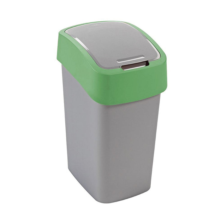 Cuver kanta za otpad, za razdvajanje otpada, s poklopcem, siva, zeleni okvir, 25 l, Flip Bin