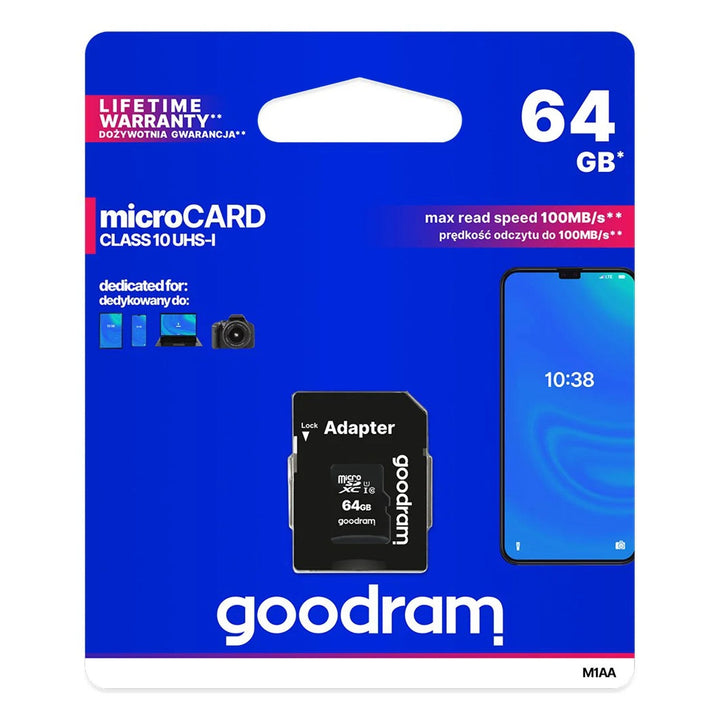 64GB microSD memorijska kartica s Class 10 adapterom, Goodram