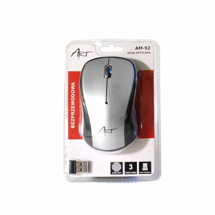 Art optički miš, bežični, USB, srebrni, AM-92B
