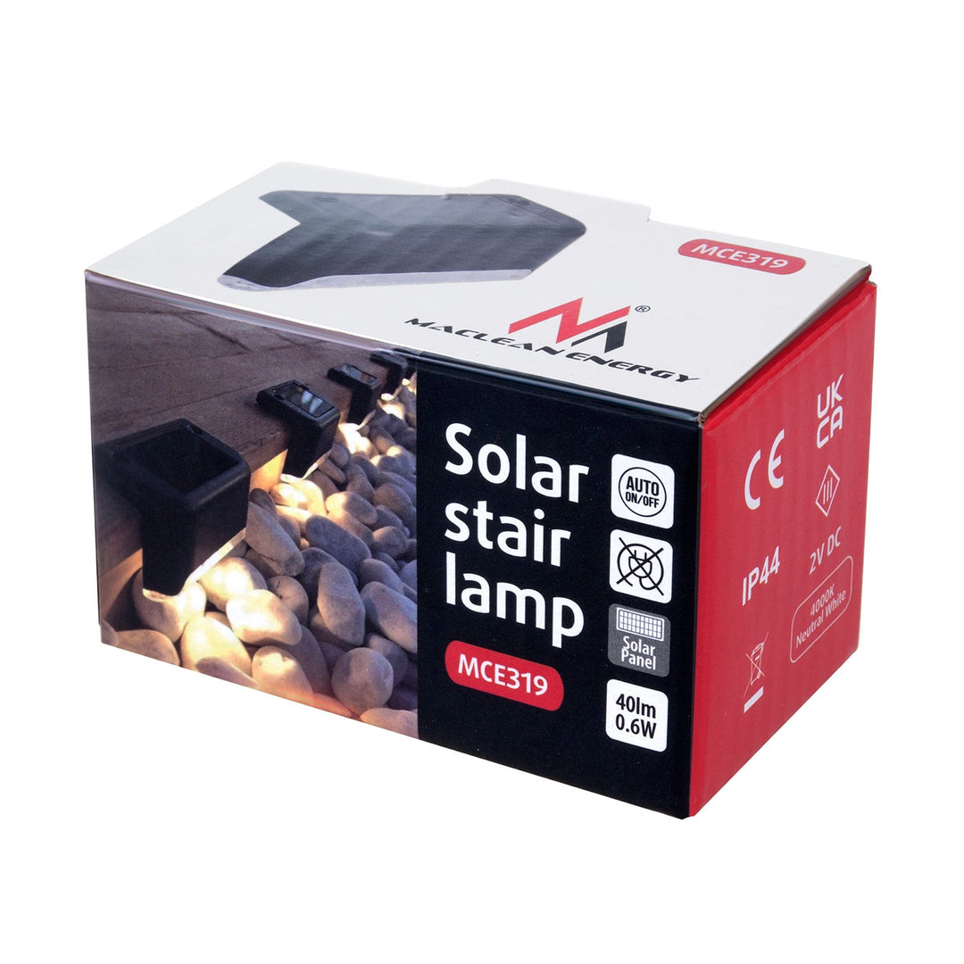 Maclean IP44 solarna LED svjetiljka za terasu ili stepenice, 4000K, Ni-MH 100 mAh, 80x45x45 mm, MCE319 senzor sumraka