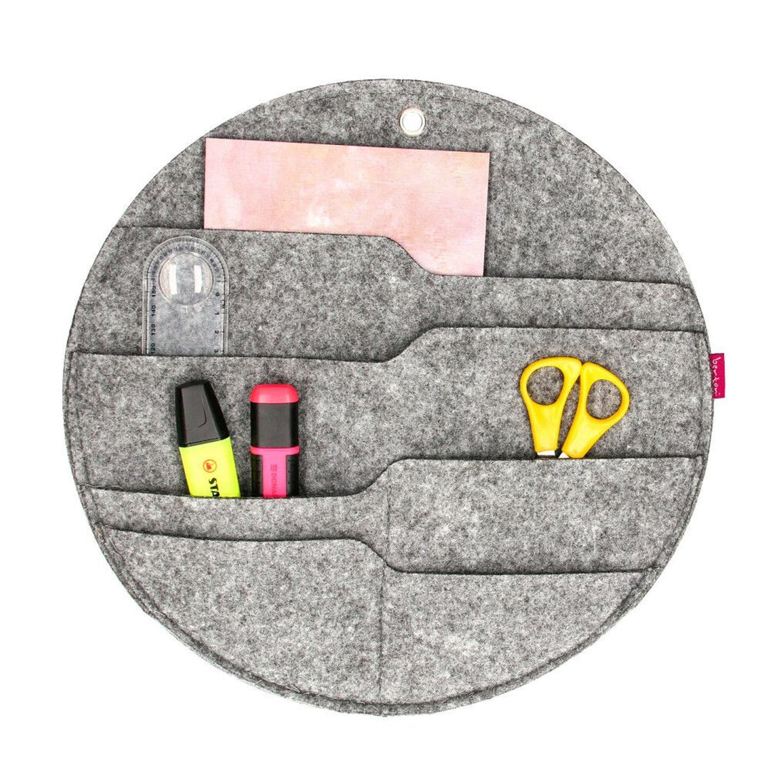 Bertoni organizator za zidnu montažu, krug L, promjer 35 cm – sivi, 4 pretinca