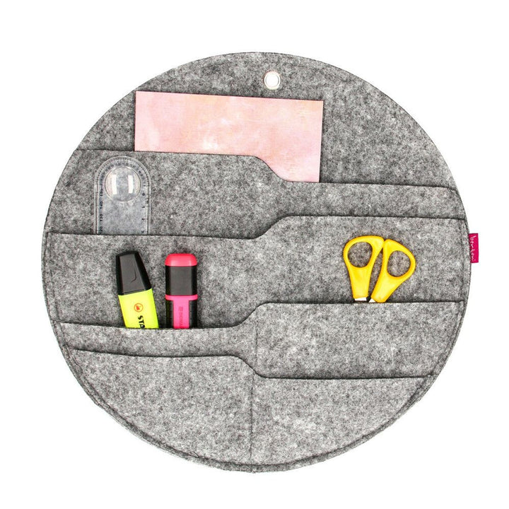 Bertoni organizator za zidnu montažu, krug L, promjer 35 cm – sivi, 4 pretinca
