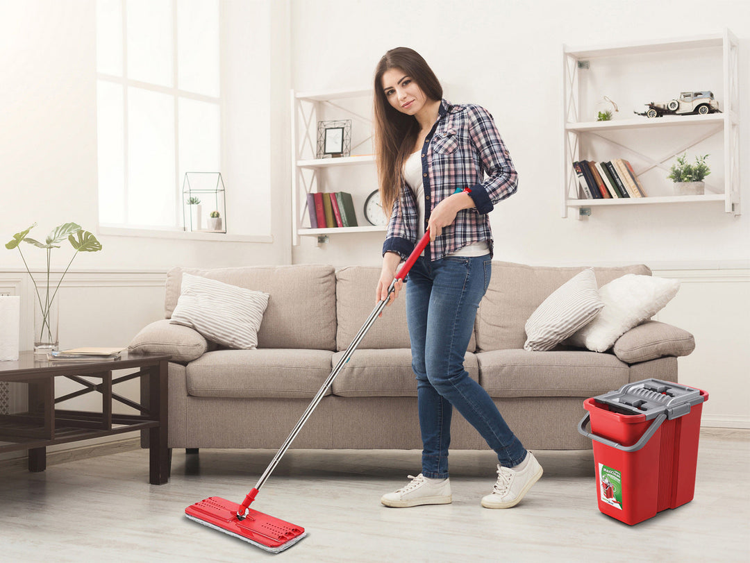 Pljosnati automatski kante za mop + 3 mikrovlaknene krpe