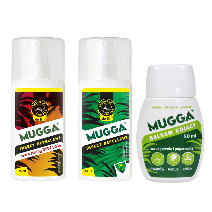 Set od 2x Mugga 50% + 9,5% Deet family + umirujućeg balzama 50 ml