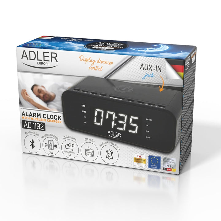 FM radio budilica s bežičnim punjačem i Bluetoothom - Adler AD 1192B