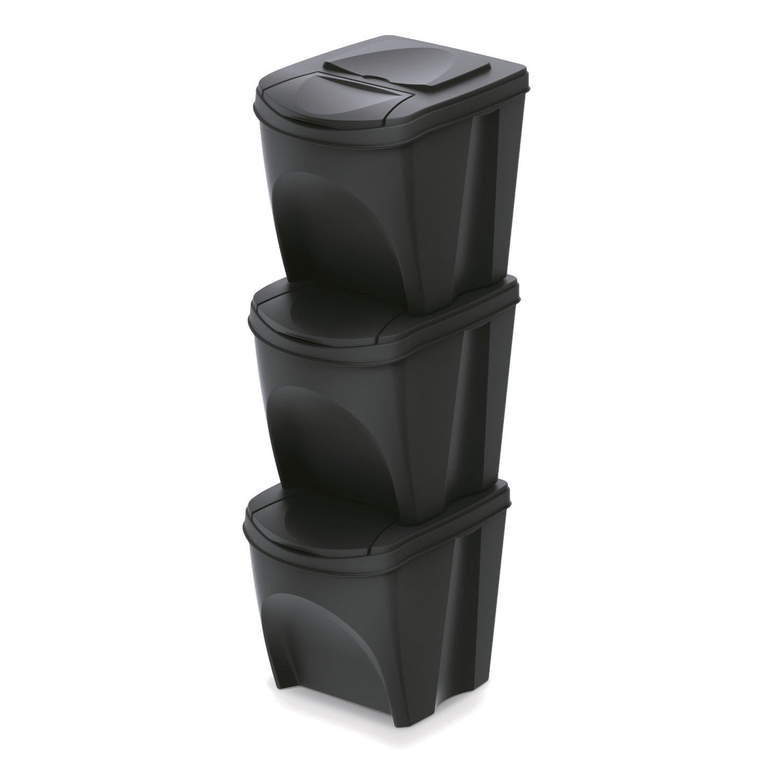 Keden Sortibox set 3x25L crnih kanti za razdvajanje otpada