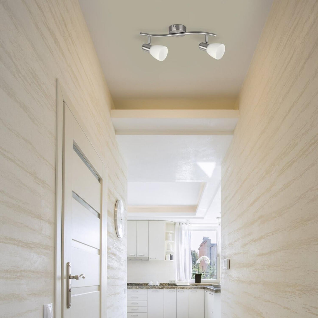 Satenska klasična stropna lampa s dva sjajnika Rabalux Soma Satin Chrome White IP20