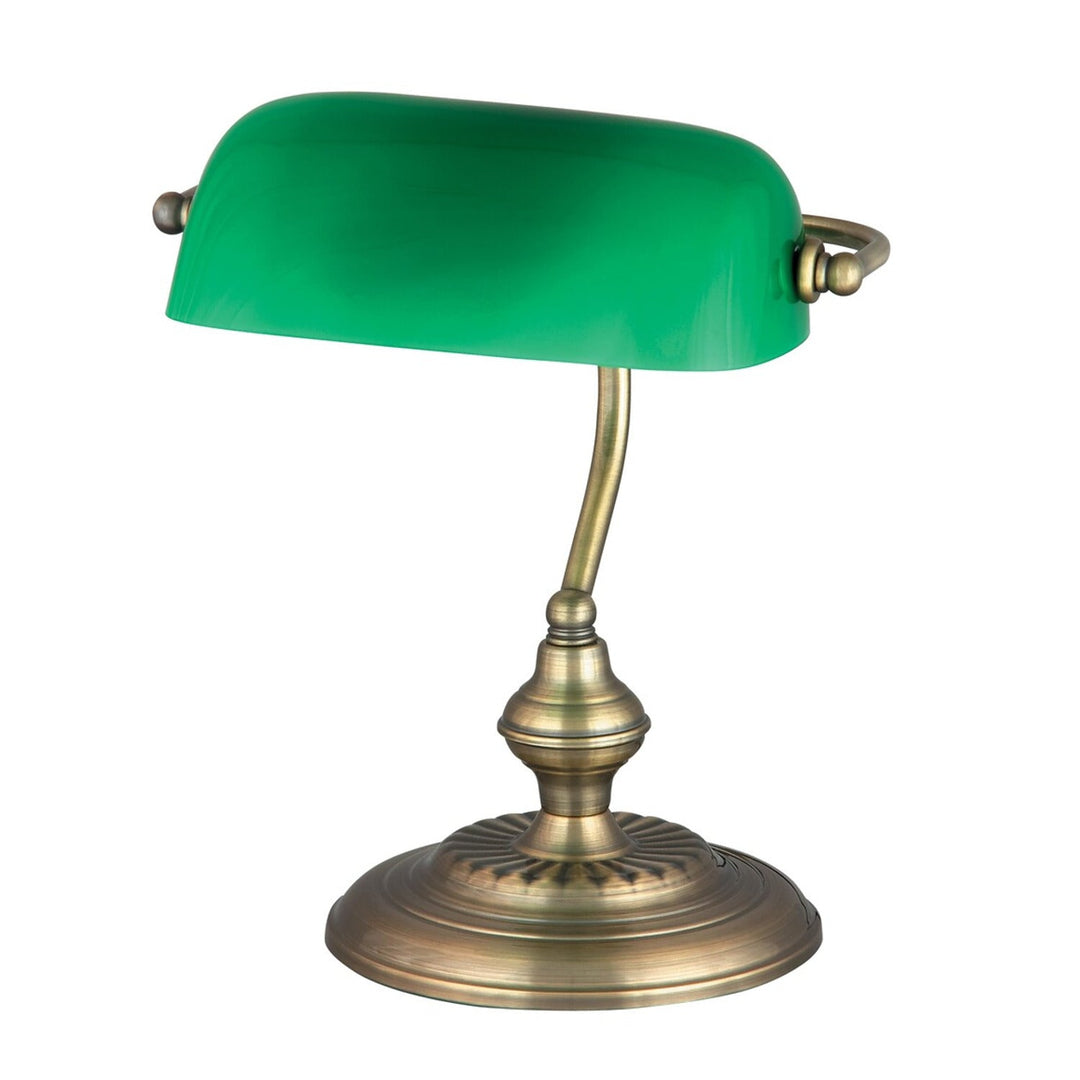 RABALUX BANK 4038 metalna stolna lampa sa zelenim staklenim sjenilom