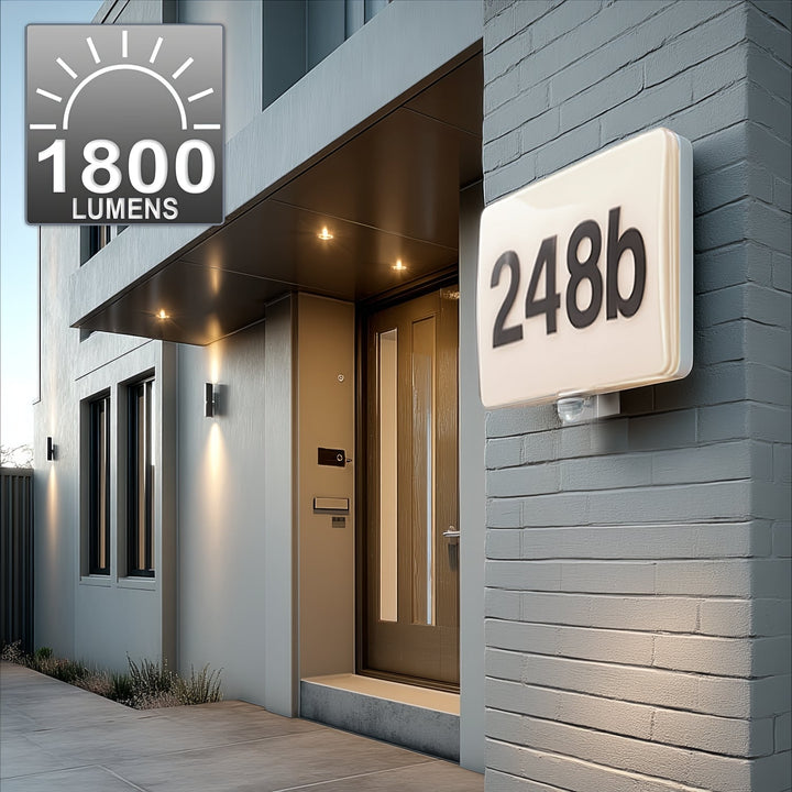 Maclean LED lampa, kućni broj, senzor sumraka i pokreta, prigušiva, 20 W, IP65, neutralna boja (4000 K), 1600 lm, MCE466 W