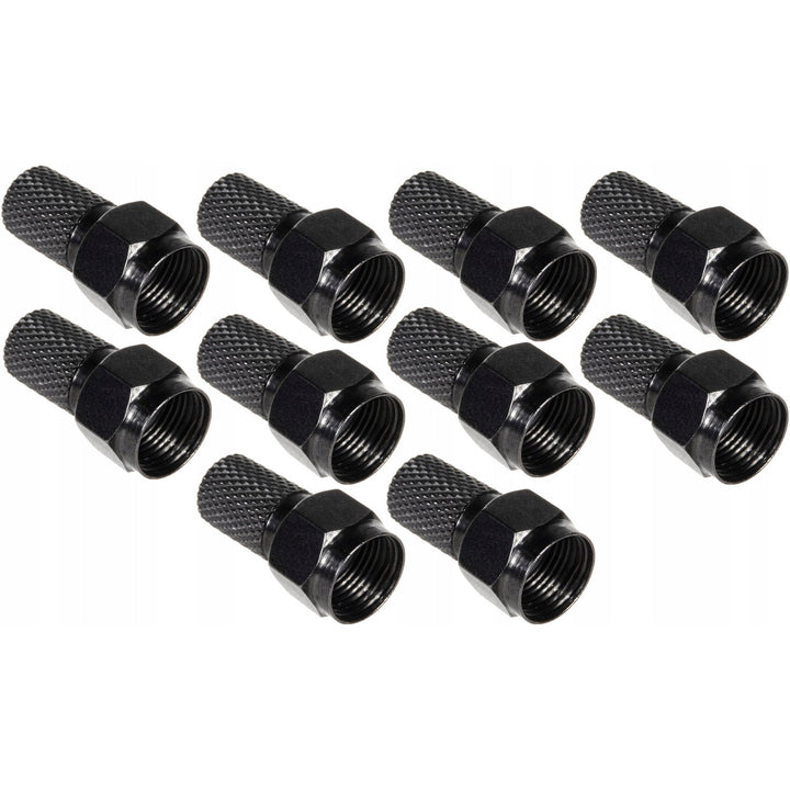 10x Maclean satelitski F-priključak, TV sustav, RG5.9, RG6, 6,8 mm, nikl s brtvom, profesionalni, crni, MCTV-903