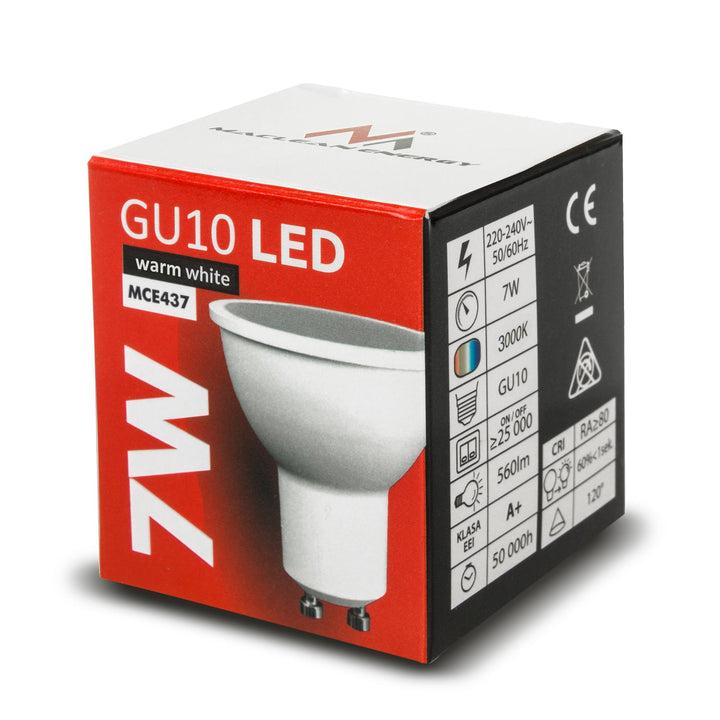 6x Maclean LED žarulja, GU10, 7W, 220-240V~, 50/60Hz, topla bijela boja, 3000K, 490 lumena, MCE437 WW