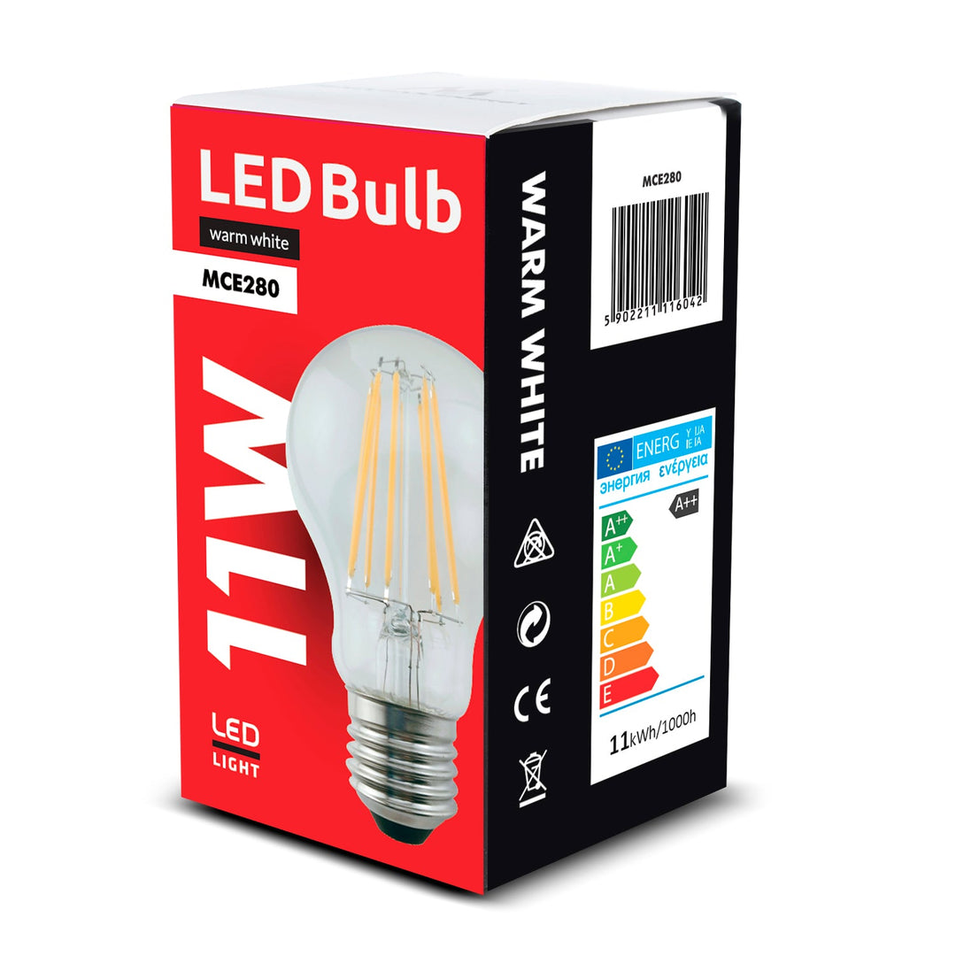 6x Maclean LED žarulja s niti, E27, 11W, 230V, WW topla bijela 3000K, 1500lm Retro Edison dekorativna A60, MCE280