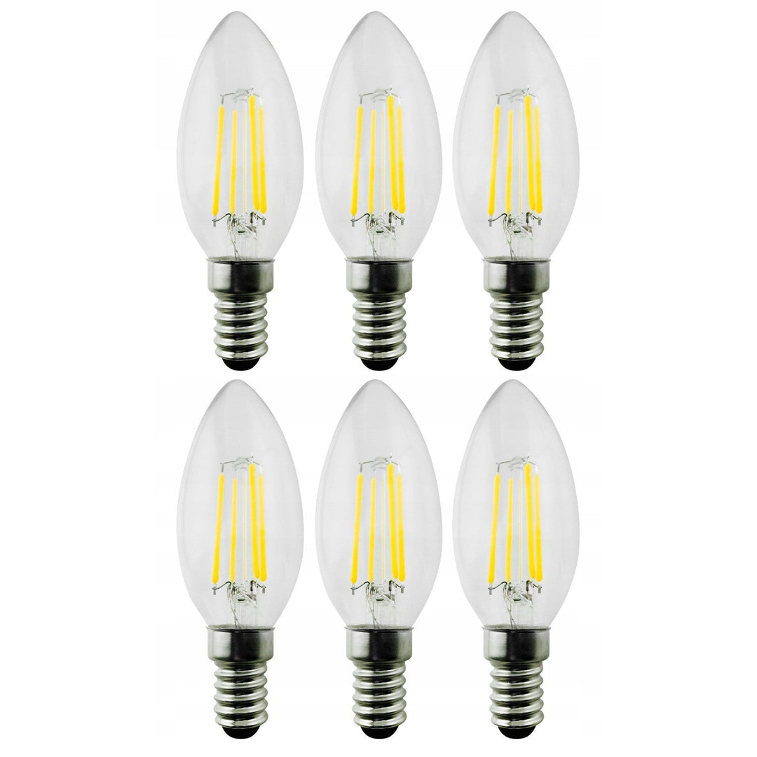 6x Maclean žarulja, LED žarulja s filamentom E14, 6 W, 230 V, WW topla bijela 3000 K, 806 lm, Retro Edison dekorativna svijeća C35, MCE286