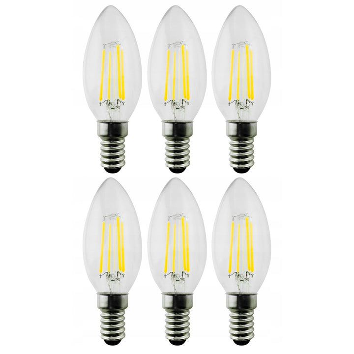 6x Maclean žarulja, LED žarulja sa žarnom niti E14, 4 W, 230 V, WW topla bijela 3000 K, 400 lm, retro Edison dekorativna svijeća C35, MCE285