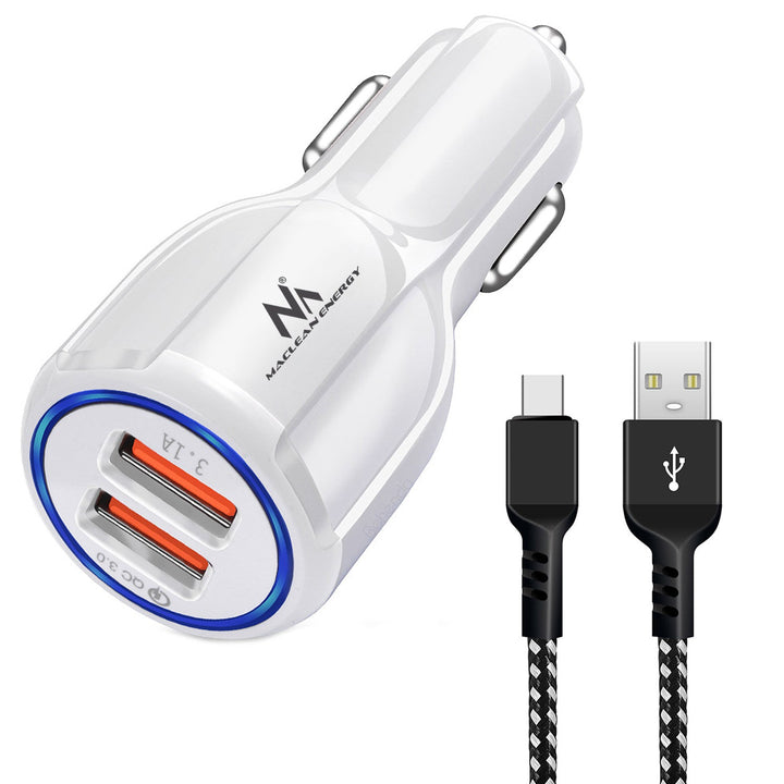 Maclean punjač za automobil, Qualcomm Quick Charge, QC 3.0 – 5V/3A, 9V/1.8A, 12V/1.6A, 5V/3.1A utičnica s USB Type-C kabelom