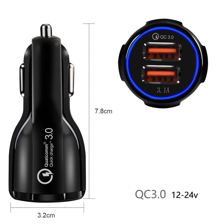 Maclean punjač za automobil, Qualcomm Quick Charge, QC 3.0 – 5V/3A, 9V/1.8A, 12V/1.6A, 5V/3.1A utičnica s USB Lightning kabelom