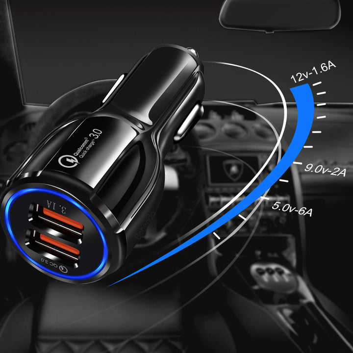 Maclean punjač za automobil, Qualcomm Quick Charge, QC 3.0 – 5V/3A, 9V/1.8A, 12V/1.6A, 5V/3.1A utičnica s USB Lightning kabelom