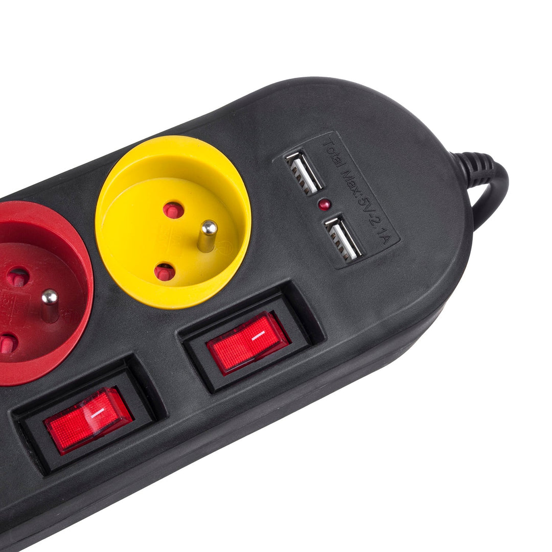 Maclean produžni kabel s 4 utičnice + 2 USB priključka, s prekidačima, 250 VAC/10 A, 2,1 A 5 V, 1,5 m, bijeli, MCE229B + USB kabel MCE471