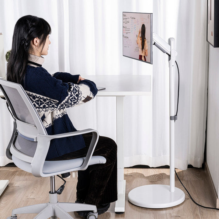 Maclean mobilni stajaći stalak za monitor/televizor, plinski opružni mehanizam, 17"-35", 2-10 kg, bijeli, MC-970W