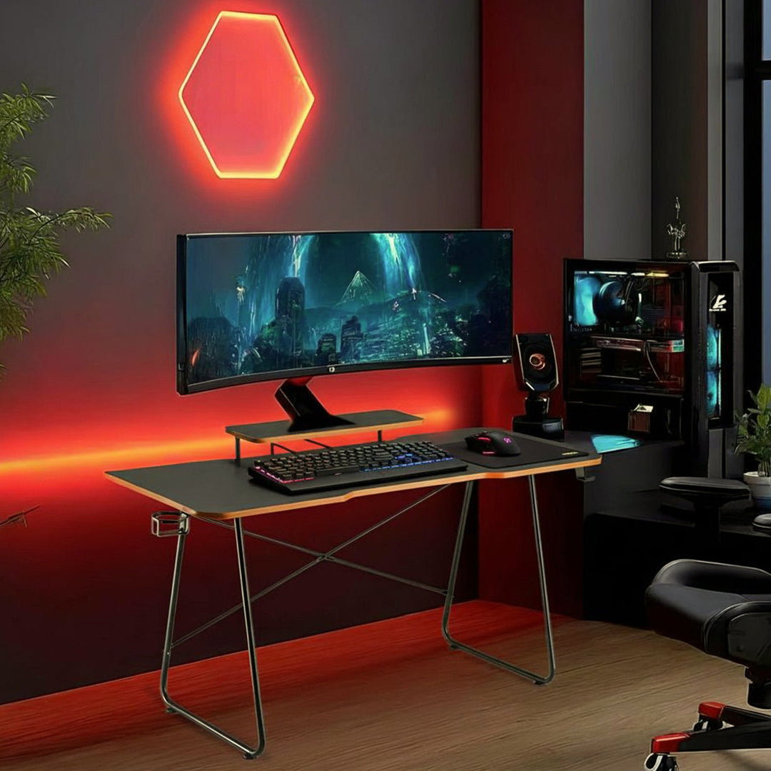 Gaming stol s policom za monitor NanoRS, 50 kg max, visina 850 mm, crna, RS170