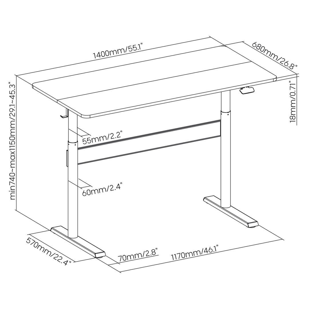 Uredski stol Ergo s radnom plohom 140x68 cm, plinskim amortizerom, visinskom regulacijom, za rad u stojećem ili sjedećem položaju, maksimalna visina 115 cm, ER-453