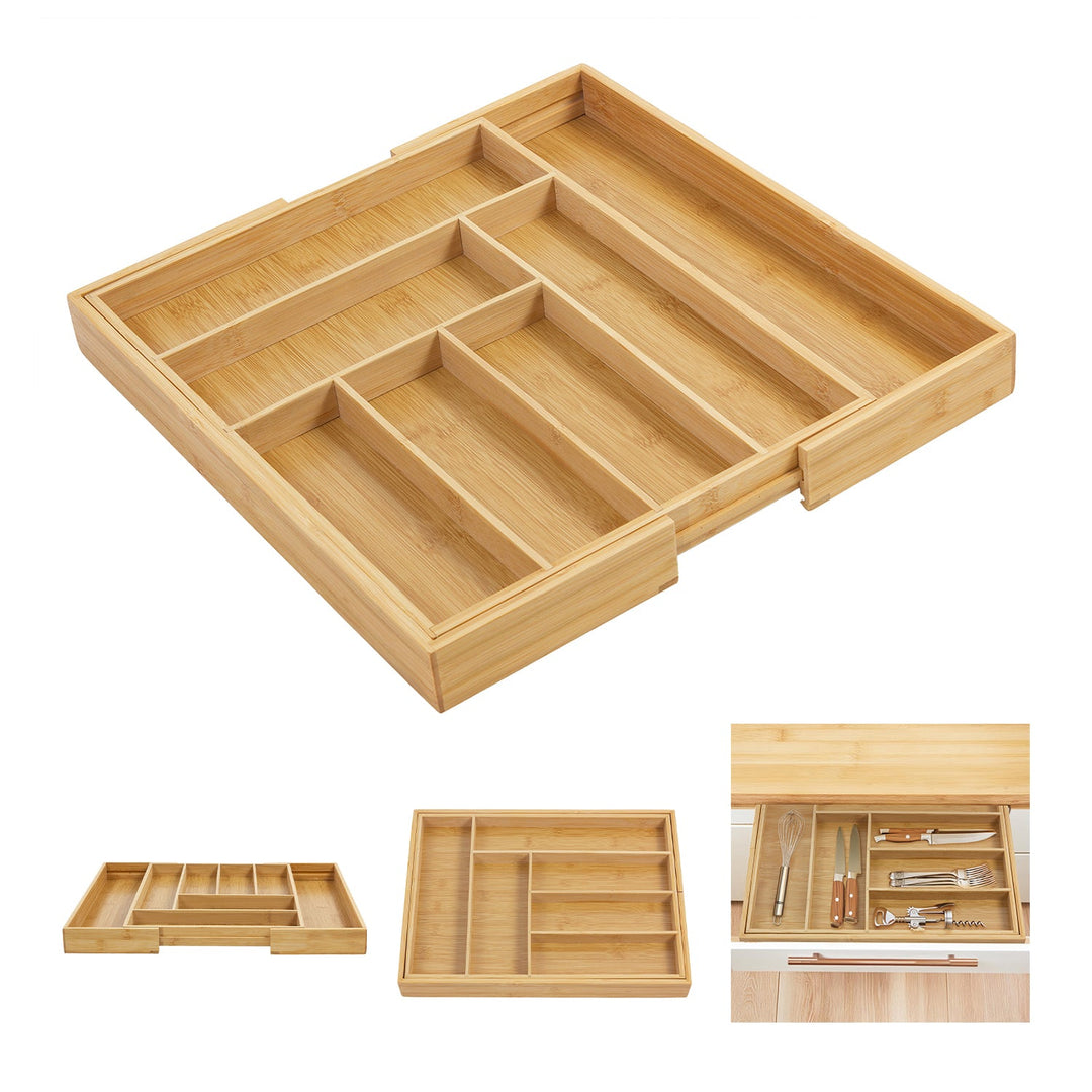 GreenBlue proširivi organizator bambusovog pribora za jelo, 325–500 × 430 × 45 mm, GB379