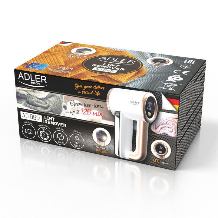 Adler uređaj za skidanje tkanine, USB punjenje, LCD zaslon, 3 postavke brzine, četka, AD 9617