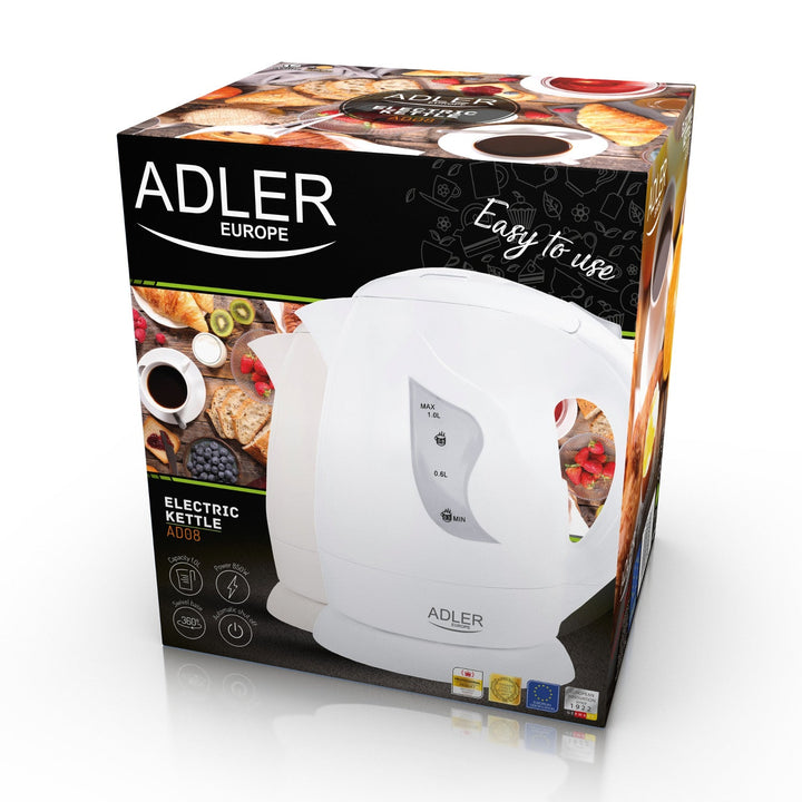 Adler bežični čajnik, 850 W, 1 l, bijeli, AD 08 in