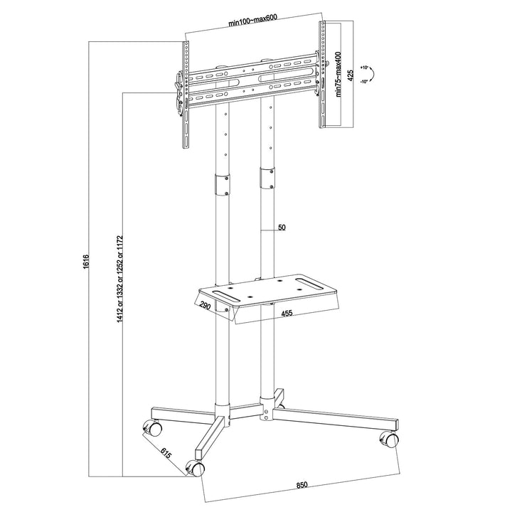 Maclean TV stalak, profesionalni, 32-70", na kotačima, max. VESA 600x400, max. 40 kg, MC-951