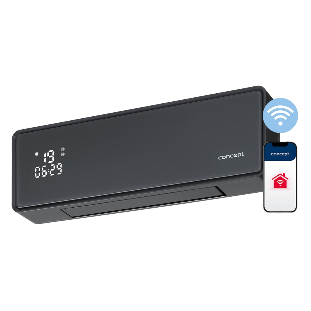 Koncept keramičkog grijača, zidni, LED zaslon, tajmer, sivi, QH4100
